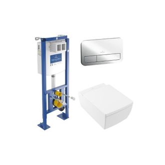 Villeroy & Boch Pack Inodoro Suspendido Sin Cerco Villeroy Et Boch Memento 2.0 + Asiento + Placa Cromada + Estructura Villeroy Et Boch