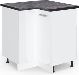 Vicco Armario De Esquina R-line, Blanco Alto Brillo, 75.6 Cm, Et Antracita