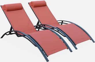 Sweeek Tumbona De Aluminio Textileno, Set De 2