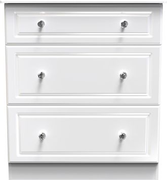 Welcome Furniture Lisbon Ready Assembled Chest Of Drawers With 3 Drawers - White Gloss & White - Welcome Furniture | TJ Hughes