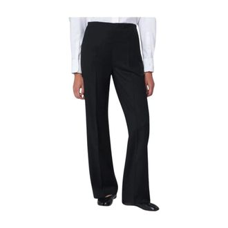 Mark Kenly Domino Tan Tailored Broeken met Hoge Taille en Wijde Pijpen - Dames - Wijde Broeken - Zwart - S - Leer - Broeken