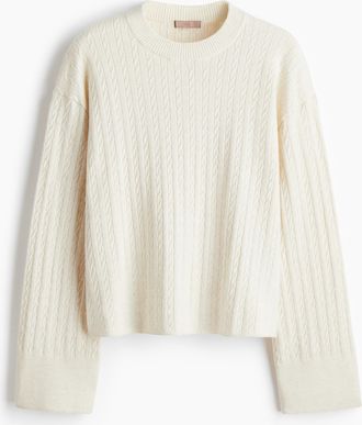 H&M Pullover mit Zopfmuster - White