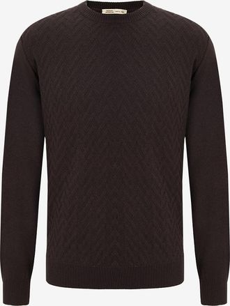 Maurizio Baldassari Zickzack-Strick-Rundhalspullover aus Wolle und Kaschmir