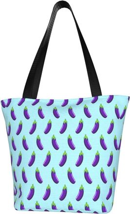 AOOEDM Eggplant Purple Reusable Grocery Bag Shopping Bag Casual Shoulder Bag Handbag for Men Women ECO Market Bag Beach Bag Travel Totes