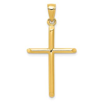 Diamond2Deal 10k Gold Tubular Cross Pendant