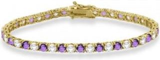 Allurez Alternating Diamond & Amethyst Eternity Bracelet 14K Yellow Gold (11.87ct)