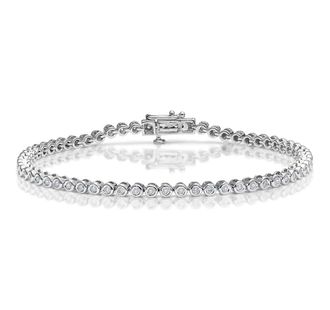 The Diamond Store Diamond Tennis Bracelet Rub Over Style 1.00ct 9K White Gold