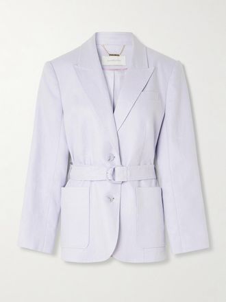 Zimmermann Blazer In Lino Con Impunture E Cintura Luna - Viola