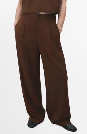 Mango Pleated Straight Leg Pants in Brown at Nordstrom Rack, Size 4
