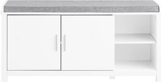 SoBuy Panca Scarpiera Cassapanca Portascarpe Con 2 Ante Bianco E Grigio 105x35x51cm Fsr168-w - Sobuy