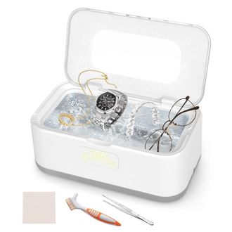 No Brand Limpiador Ultras&oacute;nico De 49 Khz Y 765 Ml (27 Oz) - Acero Inoxidable 304 - Gris Y Blanco - 360&ordm; - Dispositivo De Limpieza Para Gafas, Joyas, Relojes Y 