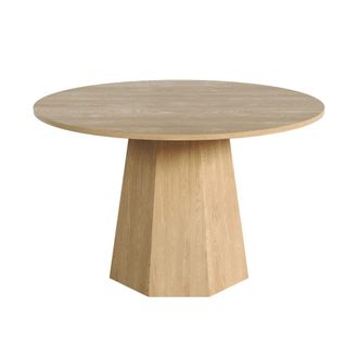 Urban Meuble Mesa de comedor redonda de estilo escandinavo con efecto roble