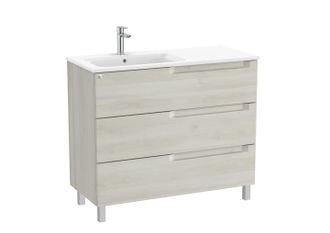 Roca Mueble Izquierda 1000mm Aleyda Con Patas 3 Cajones + Lavabo Blanco Madera