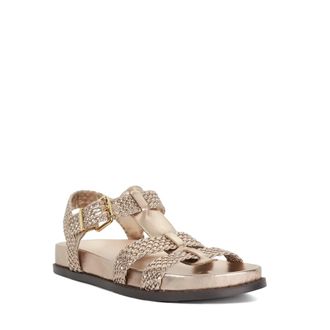 Dune London Womens Ladies Looking - Woven Open Toe Sandals - Metallic - Size UK 5
