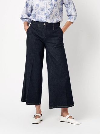 Toni Weite Jeans TONI Jenny Culotte, Damen, Gr. 42, N-Gr, blau rinsed, Denim/Jeans, Obermaterial: 79% Baumwolle, 11% Polyester, 8% Lyocell, 2% Elasthan, un