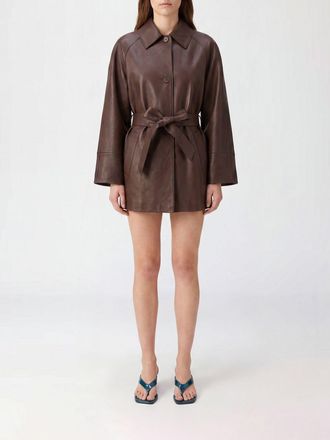 P.A.R.O.S.H. P. A.R. O.S. H. Giacca corta a camicia in pelle di agnello con cintura in vita