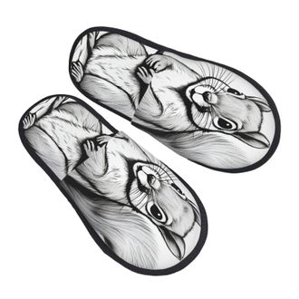 Generic Cartoon Squirrel Unisex House Slippers Non-Slip Sliders Warm Shoes For Indoor Bedroom Winter L