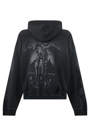 Represent Mens Hooded Zip Sweatshirt Stained Black Cotton Jumpers Sweater