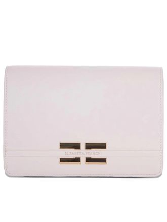 Elisabetta Franchi Rectangular Pink Smooth Geometric Clasp Clutch