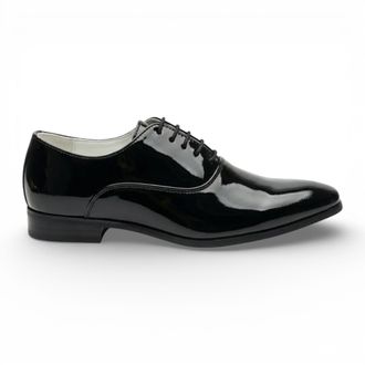 Infinity Leather Mens Formal Black Patent PU Leather Oxford Dress Brogue Shoes