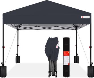 Best Choice Products 8x8ft Easy Setup Pop Up Canopy w/ 1-Button Setup, Wheeled Case, 4 Weight Bags
