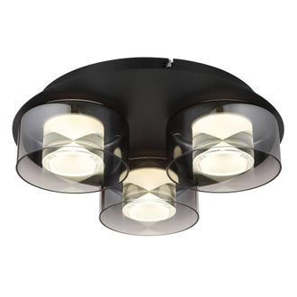 Netlighting Belinda Cluster Ceiling Light Black Smoke Glass 3x LED 4000K