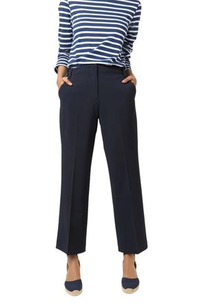 Ann Mashburn Frankie Cropped Pant In Navy Bi-Stretch Tropical Wool