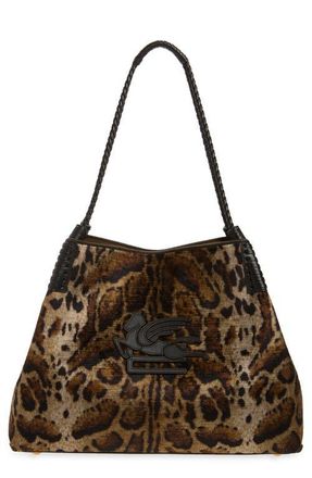 Etro Libra Velvet Tote in Print On Beige Base at Nordstrom