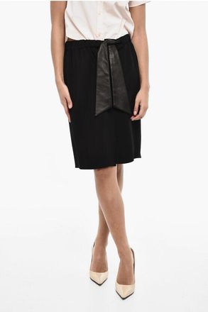 Dsquared2 Solid Color Longuette With Leather Belt and Frontal Split size 38