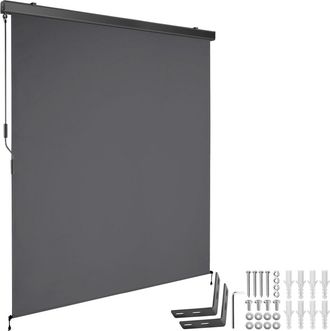 TecTake Toldo vertical con manivela, 2 soportes pared, 160x250 cm, negro