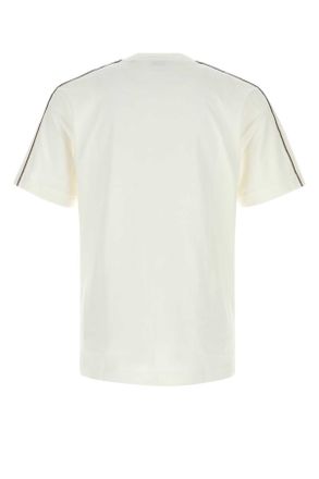 Burberry Mens Striped-Sleeve Cotton T-Shirt White