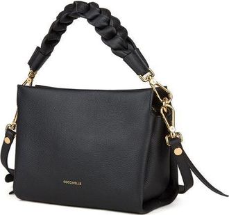 Coccinelle Womens Handbag Black-Cognac Bovine Leather