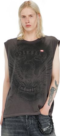 Diesel Sleeveless top in cotton with tonal graphic - T-Shirts - Man - Grey