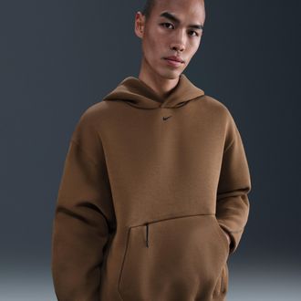 Nike Mens Tech Fleece Oversized Hoodie in Brown | HV6535-235