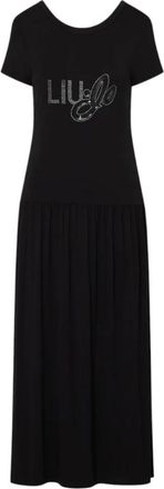 Liu Jo Lange Jersey Jurk - Dames - Maxi kleedjes - Zwart - S - Kleedjes