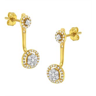 House of Brilliance 14K Yellow Gold Plated Silver 5/8 Ct Diamond Removable Stud and Dangle Earrings at Nordstrom