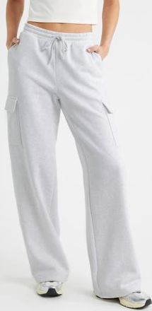 BP. Baggy Wide Leg Cargo Sweatpants in Grey Fog Heather at Nordstrom Rack, Size Large