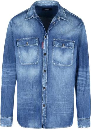 Dsquared2 Lichtblauw Denim Overhemd - Heren - Spijkeroverhemden - Blauw - L - Denim - Overhemden