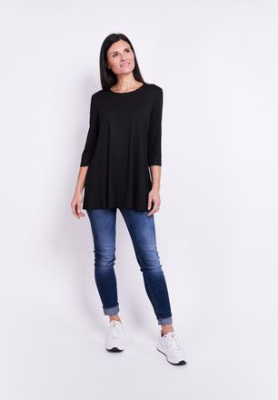 Seidel Moden 3/4-Arm-Shirt SEIDEL MODEN, Damen, Gr. 34, schwarz, Obermaterial: 95% Viskose, 5% Elasthan, unifarben, normal h&uuml;ftbedeckend, Rundhals, eingesetzt abge