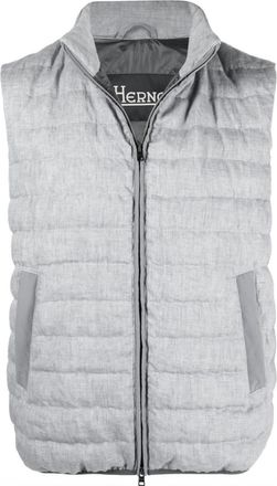 Herno Mens Lino And Plaster Woven Vest In Grey