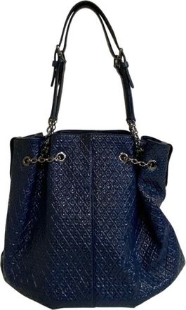 Tod's Blue Leather Shoulder Bag Tote Bag (Pre-Owned)
