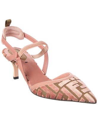 Fendi Fendi Colibri Lite Ff Jacquard Velvet Slingback Pump