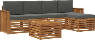 vidaXL Conjunto De Sof&aacute;s De Exterior 6 Uds. Natural Y Antracita Vidaxl