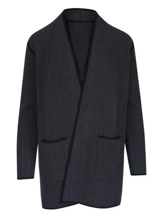 Kinross Cashmere herringbone pocket coat - Grey