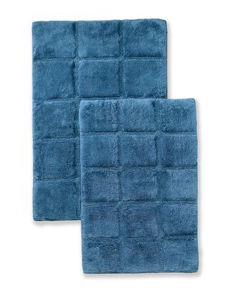 Superior Solid 2Pc Checkered Non-Slip Cotton Bath Rug Set