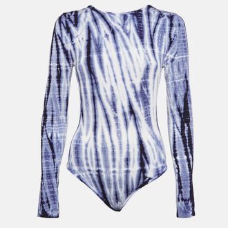 Ninety Percent Blue Tie-Dye Print Tencel Bodysuit