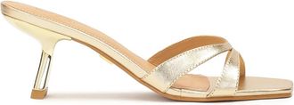 Kazar Gouden muiltjes met lage niet-triviale hak - Dames - Muiltjes - Geel - 38 EU - Leer - Schoenen