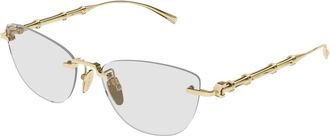 Gucci Cat Eye Zonnebril - unisex - Zonnebrillen - Geel - 55 MM - Nylon - Accessoires