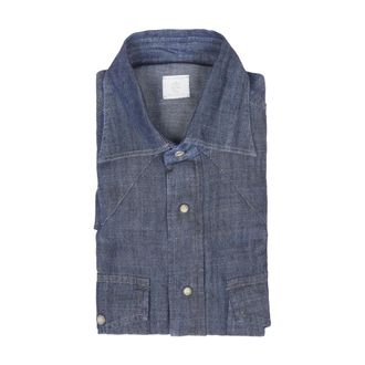 Eleventy Casual Shirts, male, Blue, Size: 2XL Casual Shirts