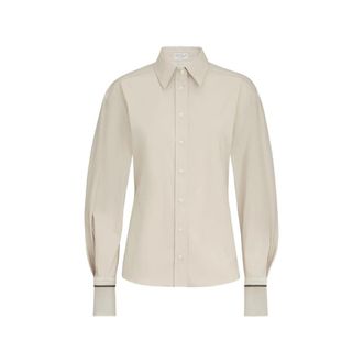 Brunello Cucinelli Stretch Cotton Poplin Shirt With Shiny Silk Cuffs